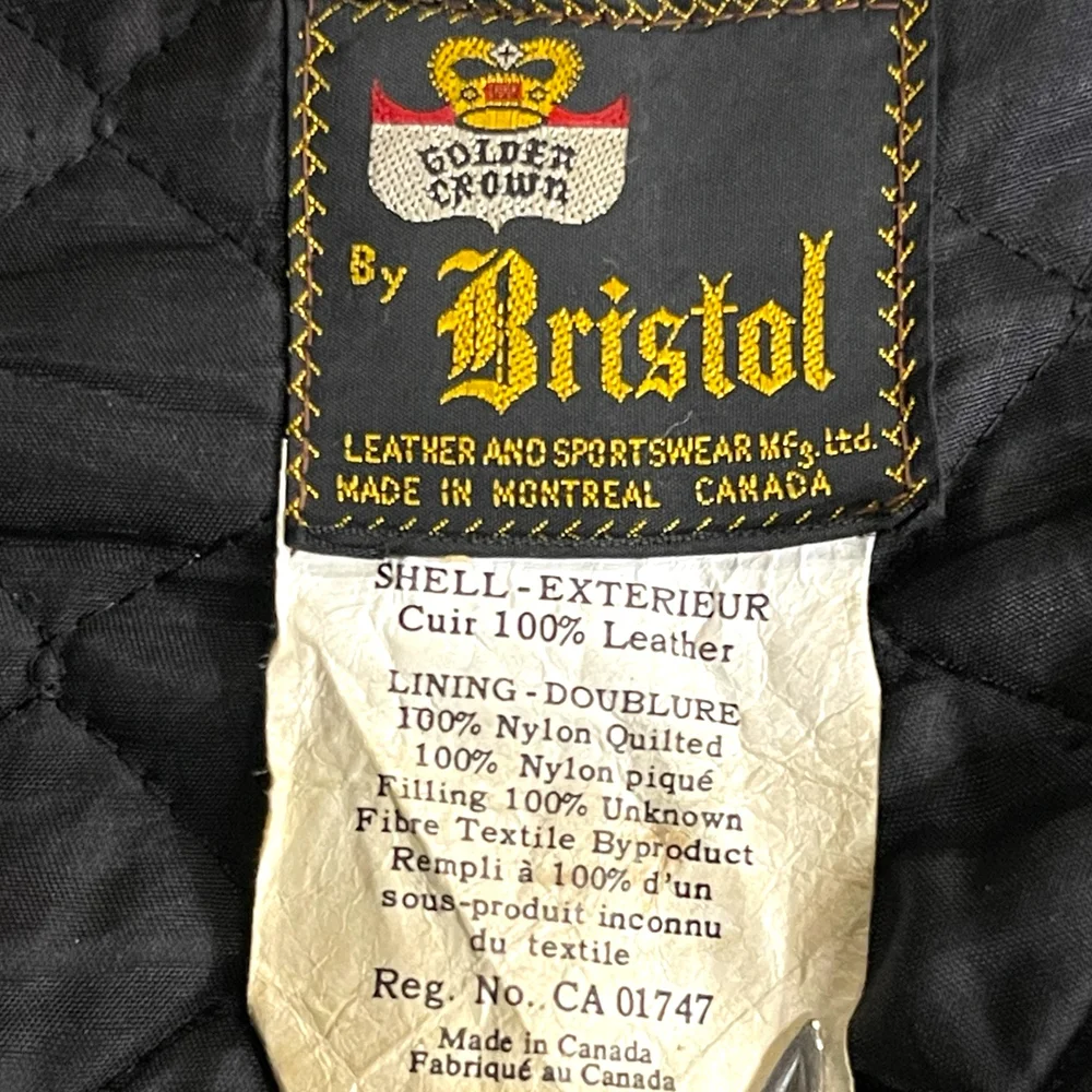 Vintage 1970s Bristol Leather Motorcycle Jacket - Cafe Racer Style